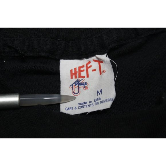 Hef-T by Tee Jays 80s 90s graphic print retro single stitch US made t-shirt M - Picture 6 of 12